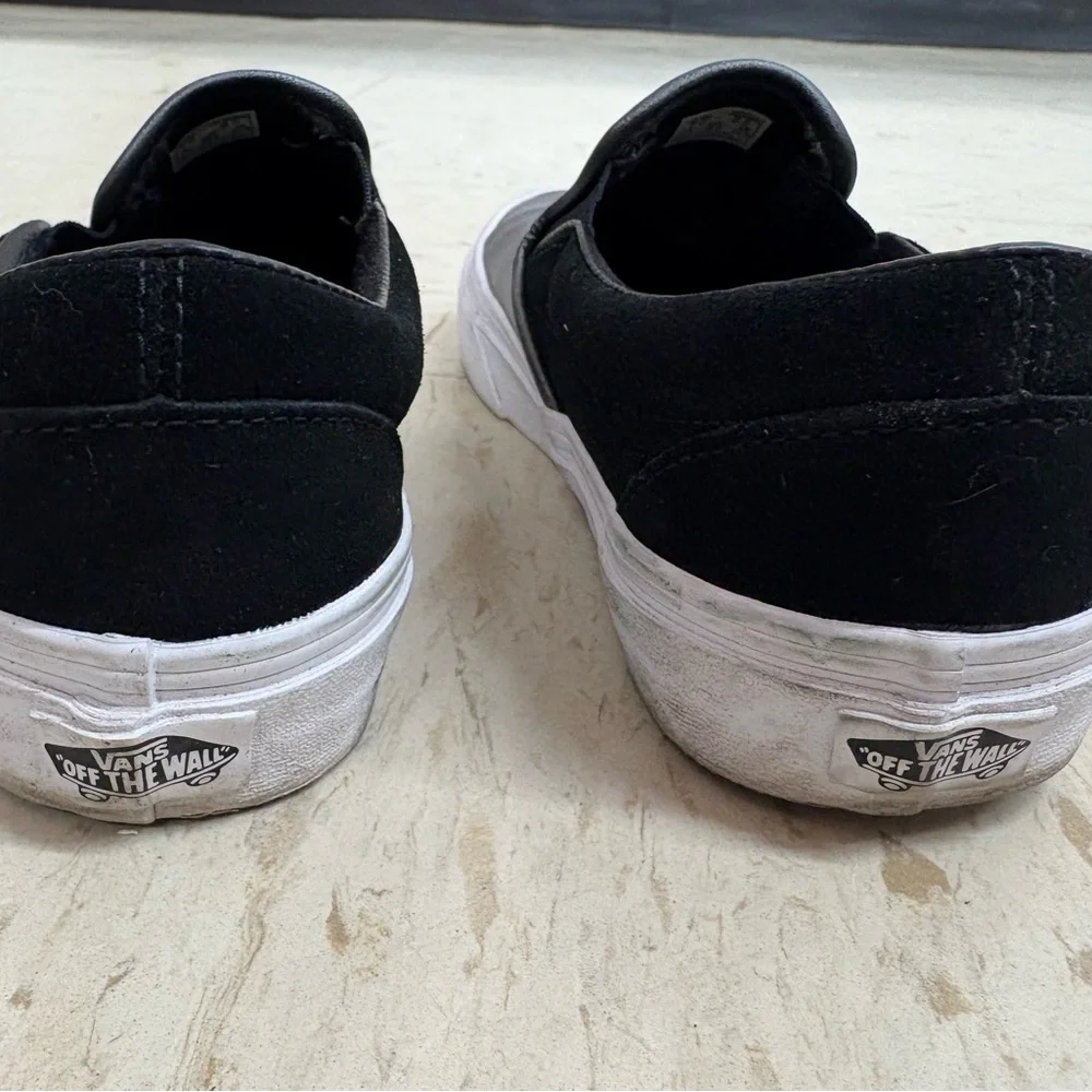 Vans Metallic Silver and Black Slip-Ons. SIZE  8.5
